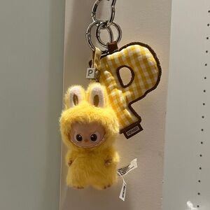 Pin for love, letter pendant with vinyl plush. Letter P.